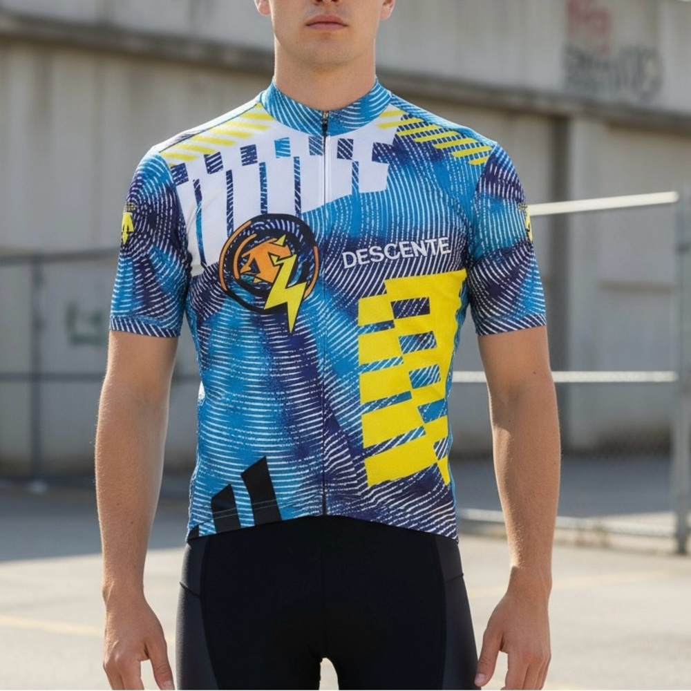 Descente Men's Vibrant Blue and Yellow Jersey
